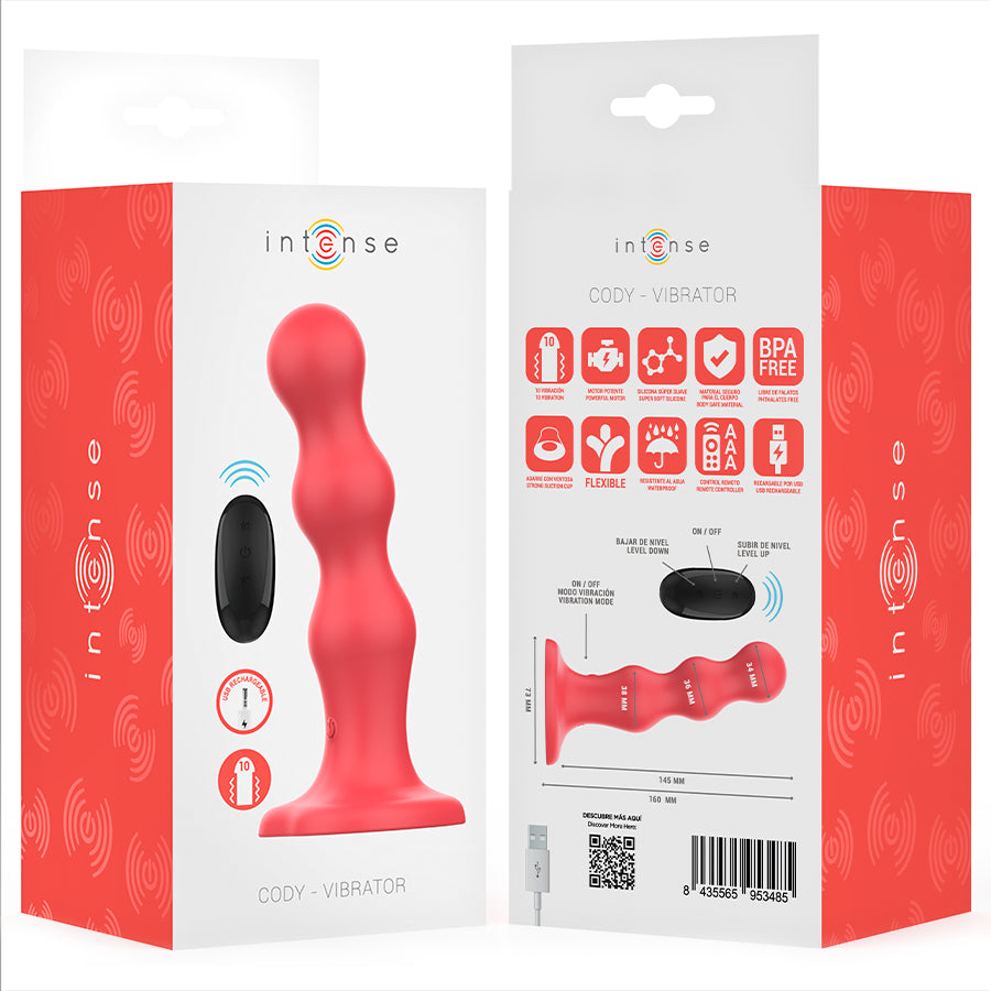 INTENSE CODY VIBRADOR COM VENTOSA VERMELHO CONTROLE REMOTO