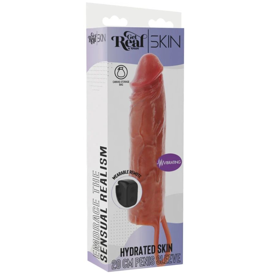 GET REAL CAPA VIBRAToRIA DE SILICONE PARA PELE HIDRATADA CARAMELO 20 CM
