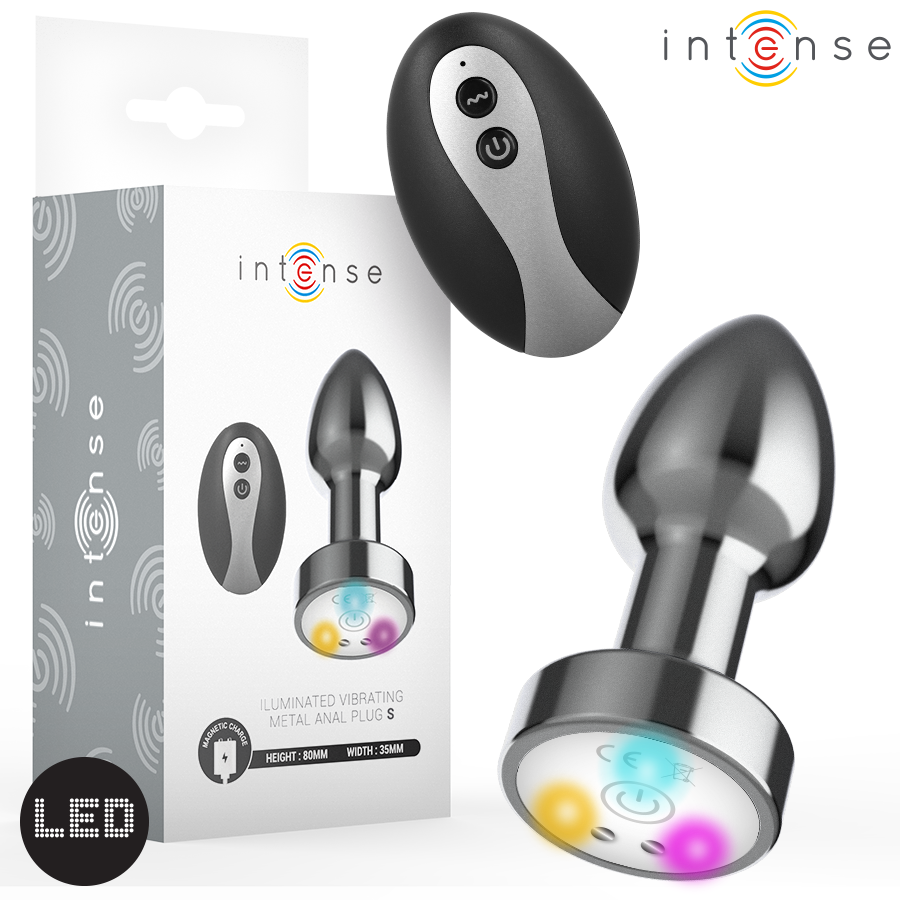 INTENSE - PLUG ANAL DE METAL VIBRANTE COM LUZES LED E CONTROLE REMOTO - TAMANHO S Fogo Do Desejo INTENSE - PLUG ANAL DE METAL VIBRANTE COM LUZES LED E CONTROLE REMOTO - TAMANHO S Fogo Do Desejo