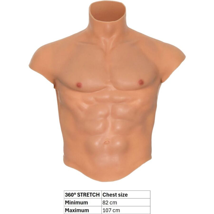 DESEJO OCULTO CAMISETA DE TORSO MASCULINO DE SILICONE ALTER EGO COM DETALHES EM TOM DE CORPO