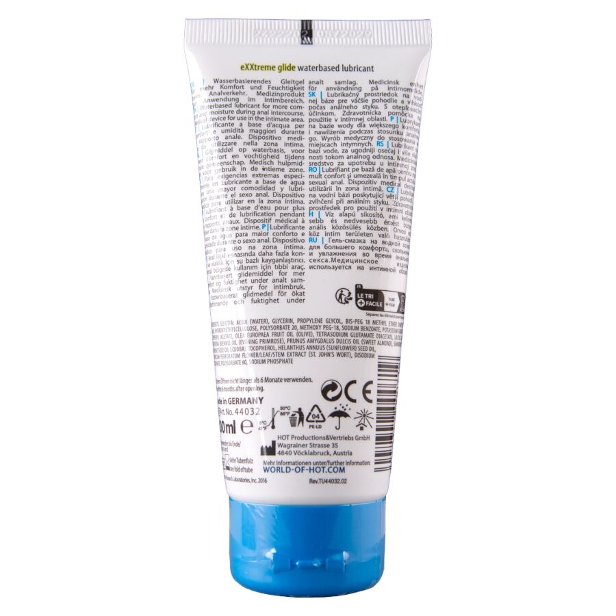HOT EXXTREME GLIDE LUBRIFICANTE a BASE DE aGUA oLEO CONFORT A 100 ML