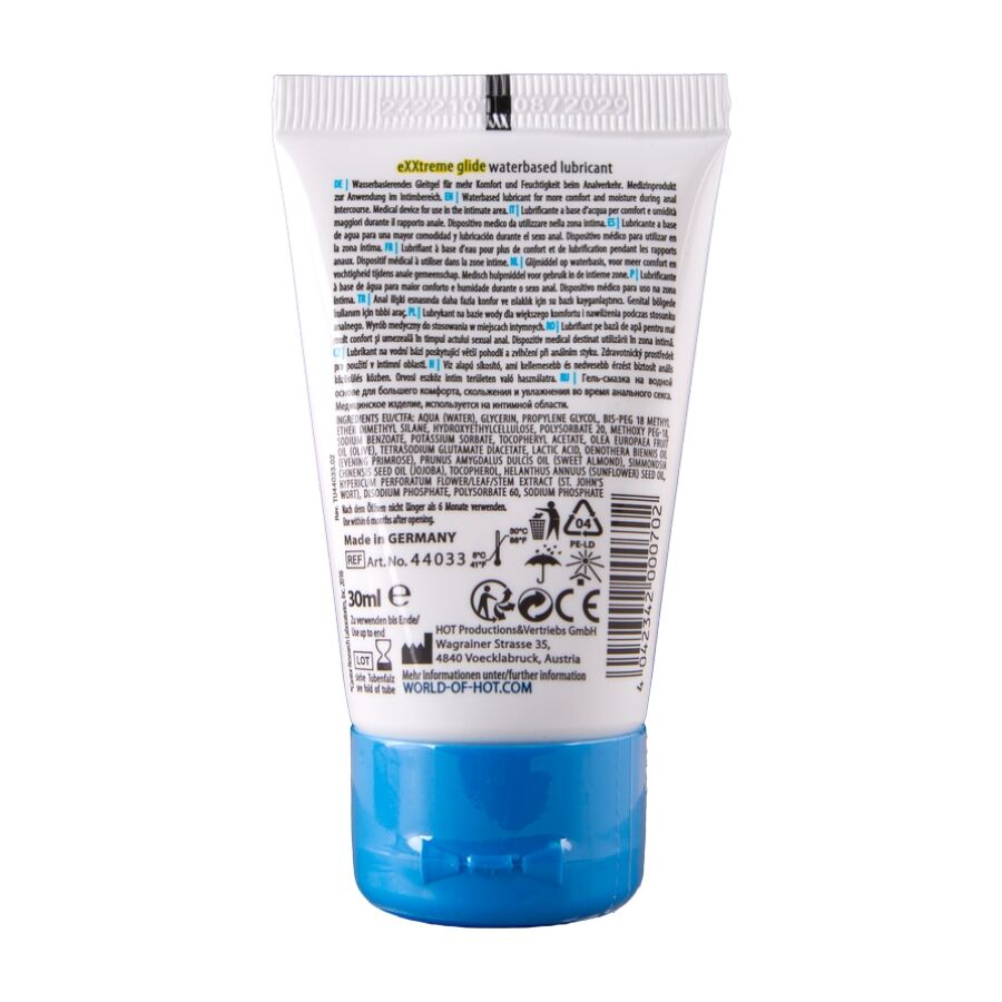HOT EXXTREME GLIDE LUBRIFICANTE a BASE DE aGUA oLEO CONFORTANTE A 30 ML