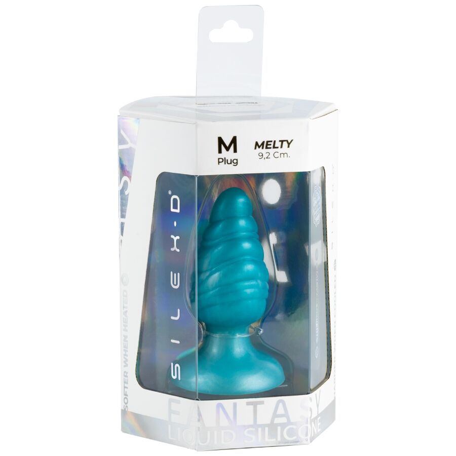 SILEXD MELTY PLUG ANAL DE DERRETIMENTO FANTASY DE SILICONE LiQUIDO TERMOREATIVO AZUL CELESTIAL 92 CM