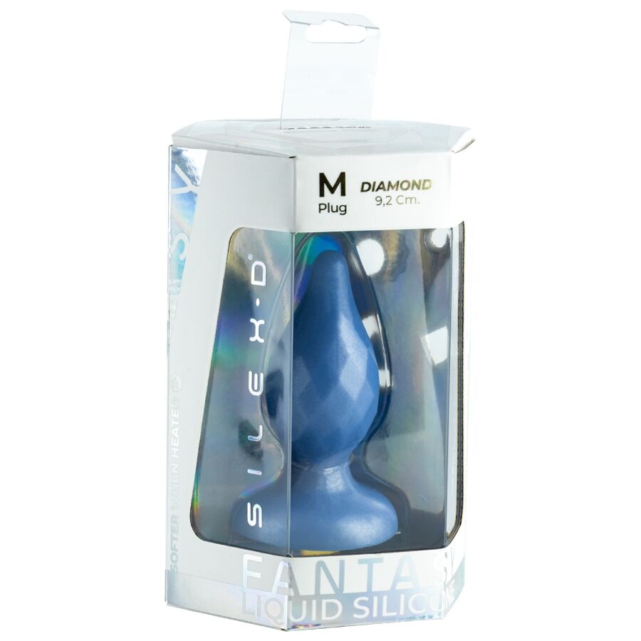 SILEXD DIAMOND PLUG ANAL FANTASY DE SILICONE LiQUIDO TERMOREATIVO AZUL PEROLADO 92 CM