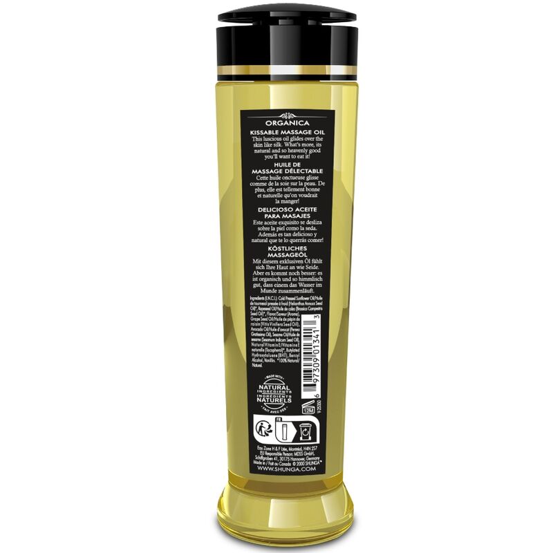SHUNGA oLEO DE MASSAGEM ORGaNICO COM AROMA DE FRAMBOESA 240 ML