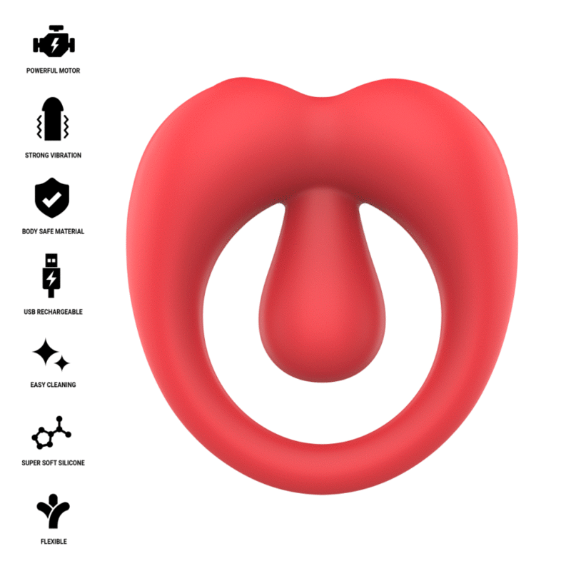 INTENSE RUSSELL ANILLO VIBRADOR CON ESTIMULACIoN DE CLiTORIS ROJO