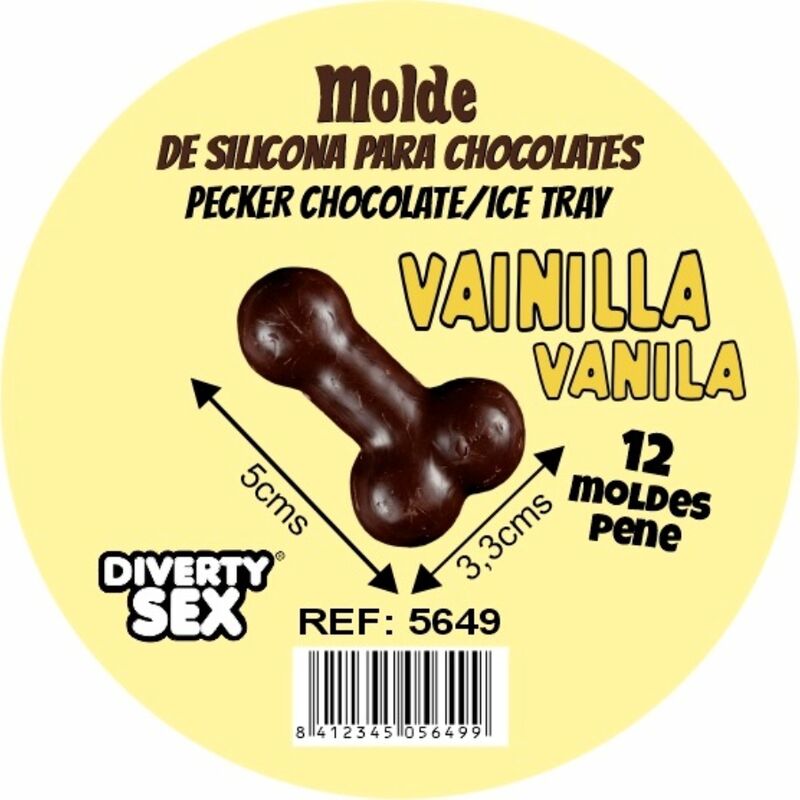 DIABLO PICANTE FORMA DE CHOCOLATE COM 12 PeNIS DE SILICONE PARA PENDURAR BAUNILHA