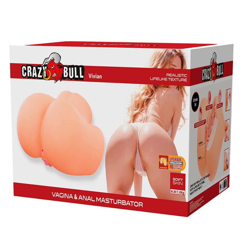 CRAZY BULL VIVIAN MASTURBADOR VIBRAToRIO DUPLO VAGINAL E ANAL FLESH