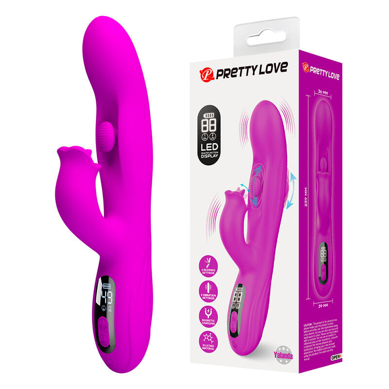 PRETTY LOVE VIBRADOR OSCILATIVO YALANDA RABBIT COM DISPLAY DE LED ROXO
