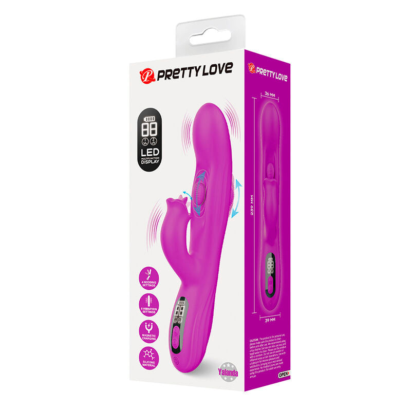 PRETTY LOVE VIBRADOR OSCILATIVO YALANDA RABBIT COM DISPLAY DE LED ROXO
