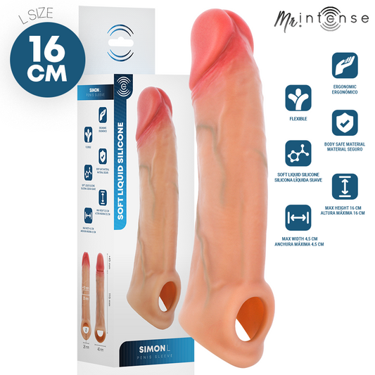 MR INTENSE CAPA DE SILICONE PARA PeNIS SIMON L 16 CM y 45 CM
