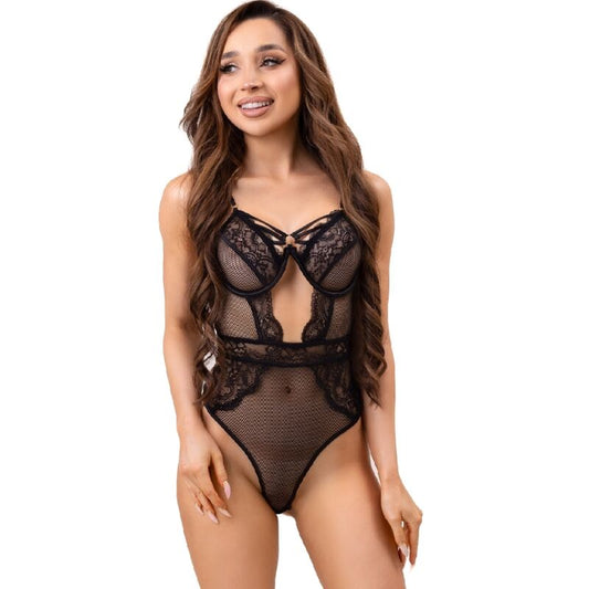 LIVCO CORSETTI FASHION PAULA LC 20209 BODY COM DECORAyoES DE RENDA PRETO L XL