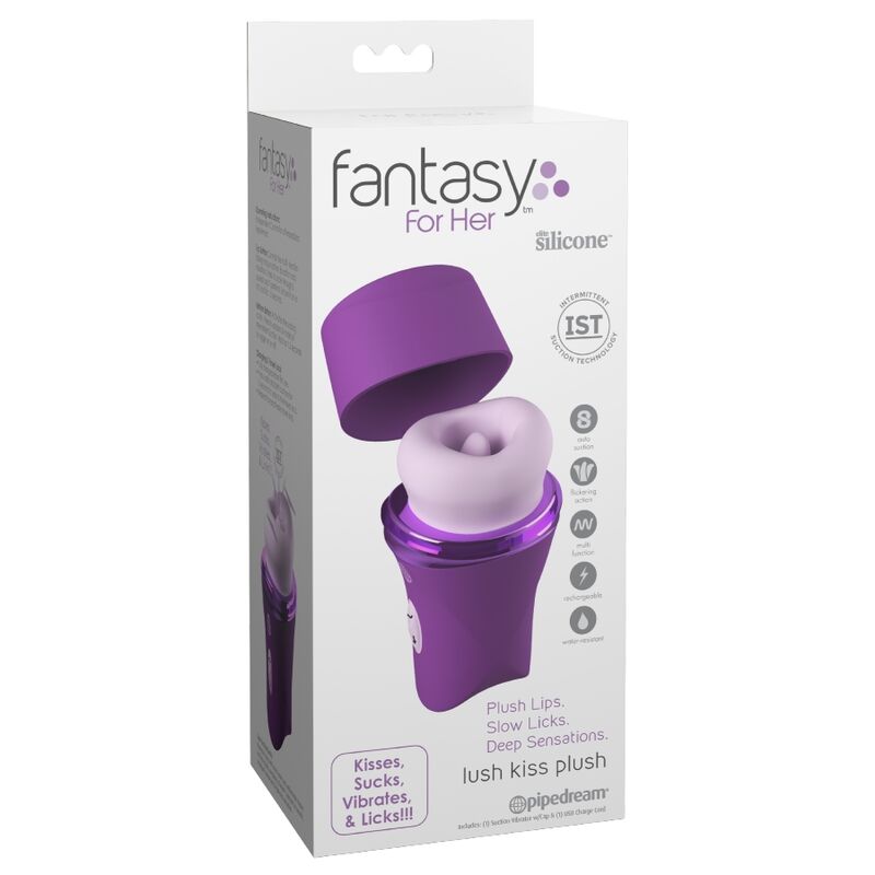 FANTASY FOR HER LUSH KISS PLUSH PURPLE SUCTION LICKING CLITORIAL TIMULATOR