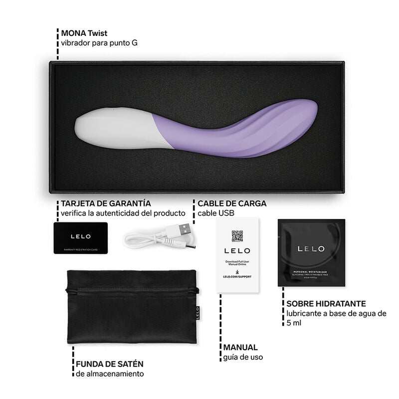 LELO MONA TWIST VIBRADOR PARA PUNTO G RECARGABLE APP CONTROL LAVANDA