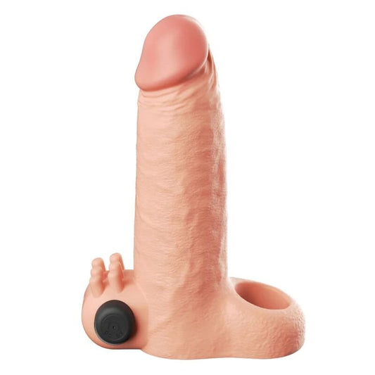FANTASY X TENSIONS MANGA EXTENSORA DE PeNIS VIBRAToRIA COM SENSAyaO REALISTA DE 5CM BEGE