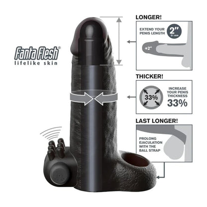 FANTASY X TENSIONS MANGA EXTENSORA DE PeNIS VIBRAToRIA COM SENSAyaO REALISTA DE 5CM PRETA