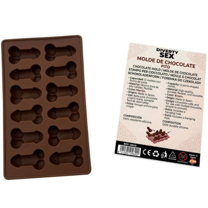 DIABLO PICANTE FORMA DE CHOCOLATE COM 12 PeNIS DE SILICONE PARA PENDURAR VERMELHO