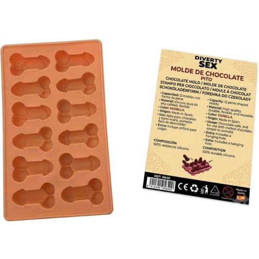 DIABLO PICANTE FORMA DE CHOCOLATE COM 12 PeNIS DE SILICONE PARA PENDURAR BAUNILHA