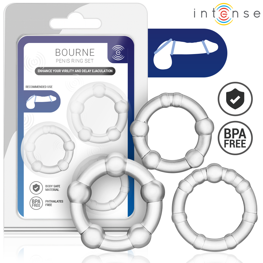 INTENSE BOURNE CONJUNTO DE 3 ANeIS PENIANOS
