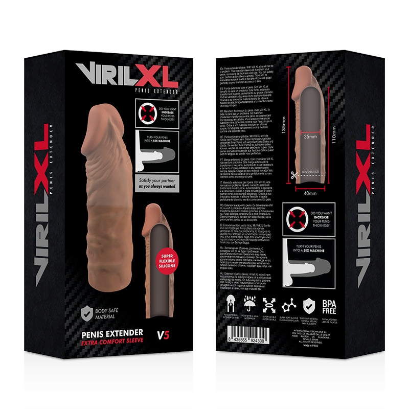 VIRILXL EXTENSION DE PENE LIQUID SILICONE V5 MARRON