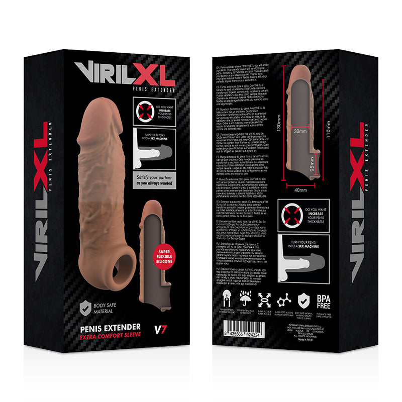 VIRILXL EXTENSION DE PENE LIQUID SILICONE V7 MARRON