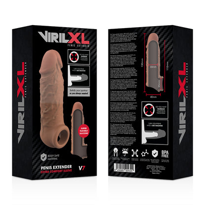 VIRILXL EXTENSION DE PENE LIQUID SILICONE V7 MARRON