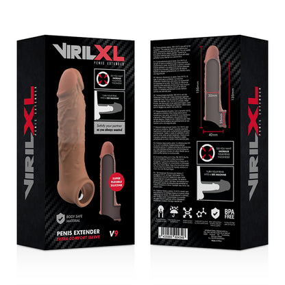 VIRILXL EXTENSION DE PENE LIQUID SILICONE V9 MARRoN