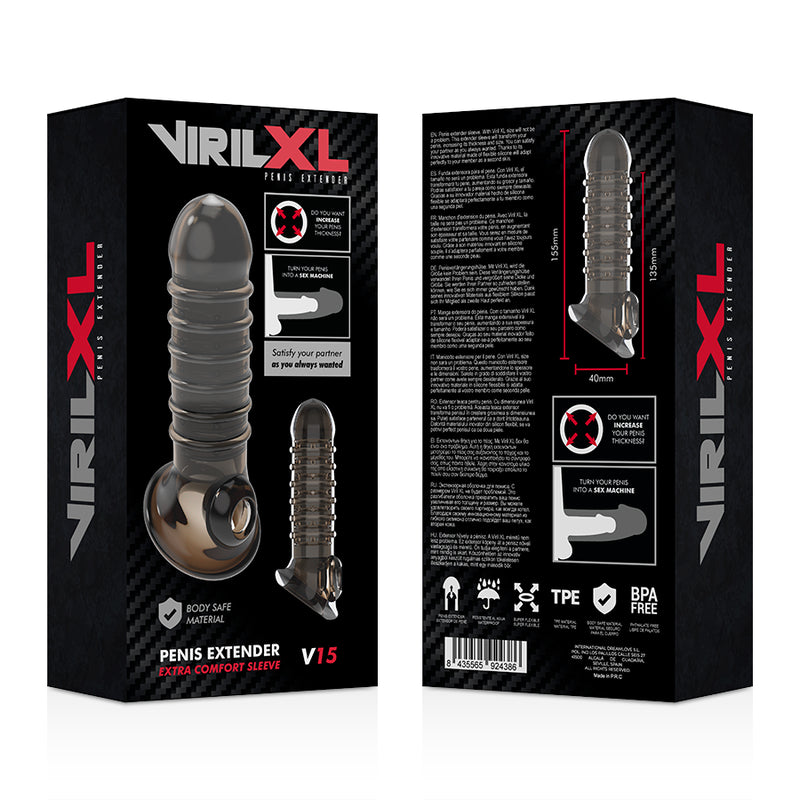 VIRILXL EXTENSION Y FUNDA DE PENE V15 NEGRO