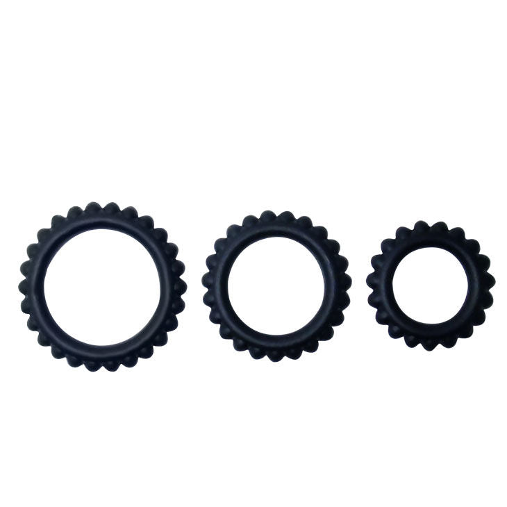 BAILE TITAN SET 3PCS COCK RING BLACK 28 24 19 CM