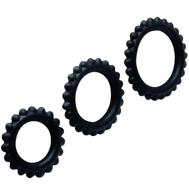 BAILE TITAN SET 3PCS COCK RING BLACK 28 24 19 CM