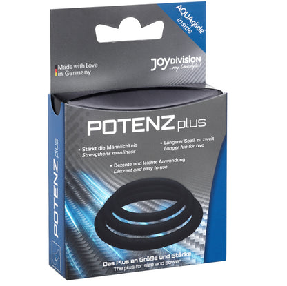 POTENZ PLUS CONJUNTO DE 3 ANeIS PRETOS S M L