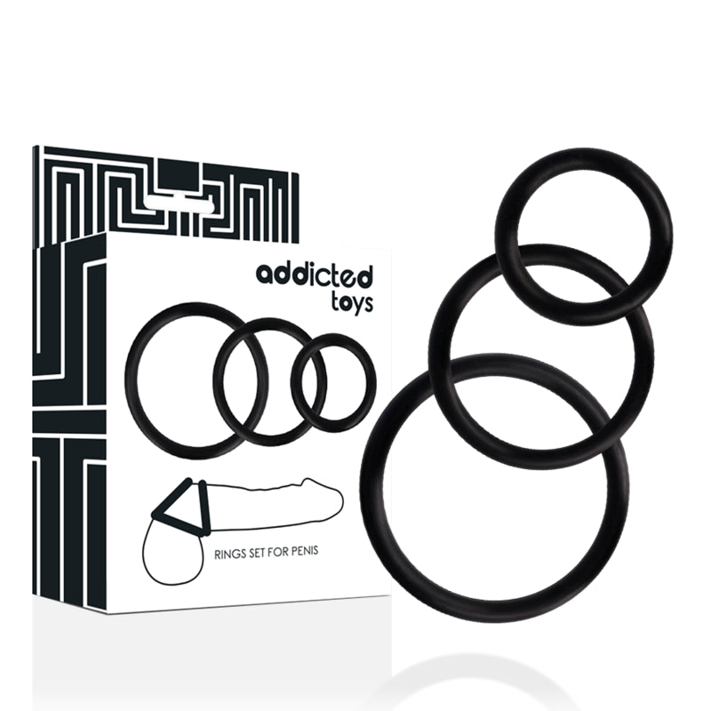 ADDICTED TOYS SET ANILLOS PENE NEGRO