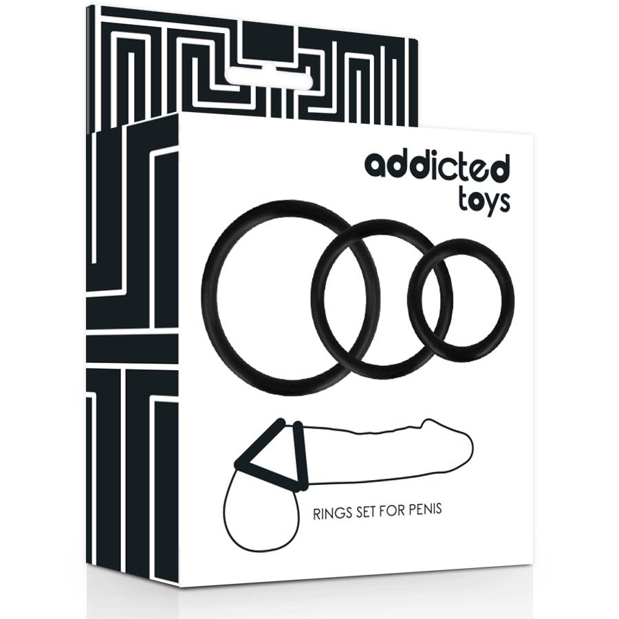 ADDICTED TOYS SET ANILLOS PENE NEGRO