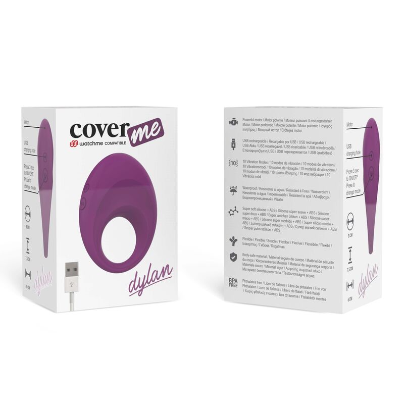 COVERME DYLAN COCK RING RECHAGEABLE WATCHME WIRELESS TECHNOLOGY COMPATIBLE