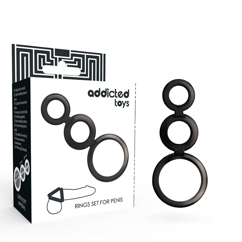 ADDICTED TOYS SET ANILLOS PENE Y TESTICULOS AHUMADO