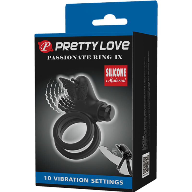PRETTY LOVE VIBRADOR DE ANEL DUPLO COM ESTIMULADOR PRETO
