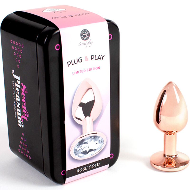 SECRET PLAY BUTT PLUG DE METAL OURO ROSE TAMANHO PEQUENO 7 CM