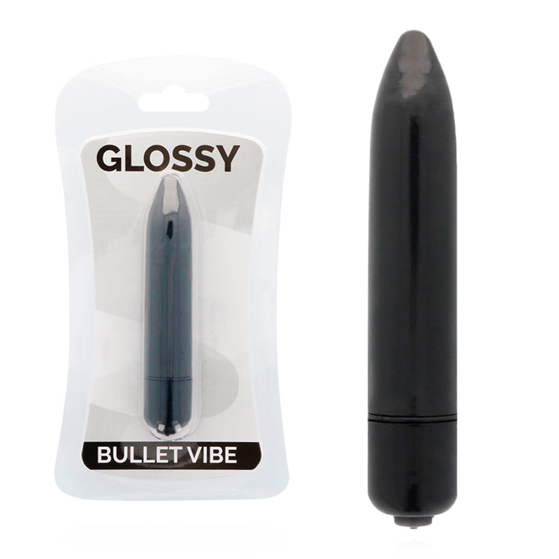 GLOSSY THIN VIBRADOR NEGRO