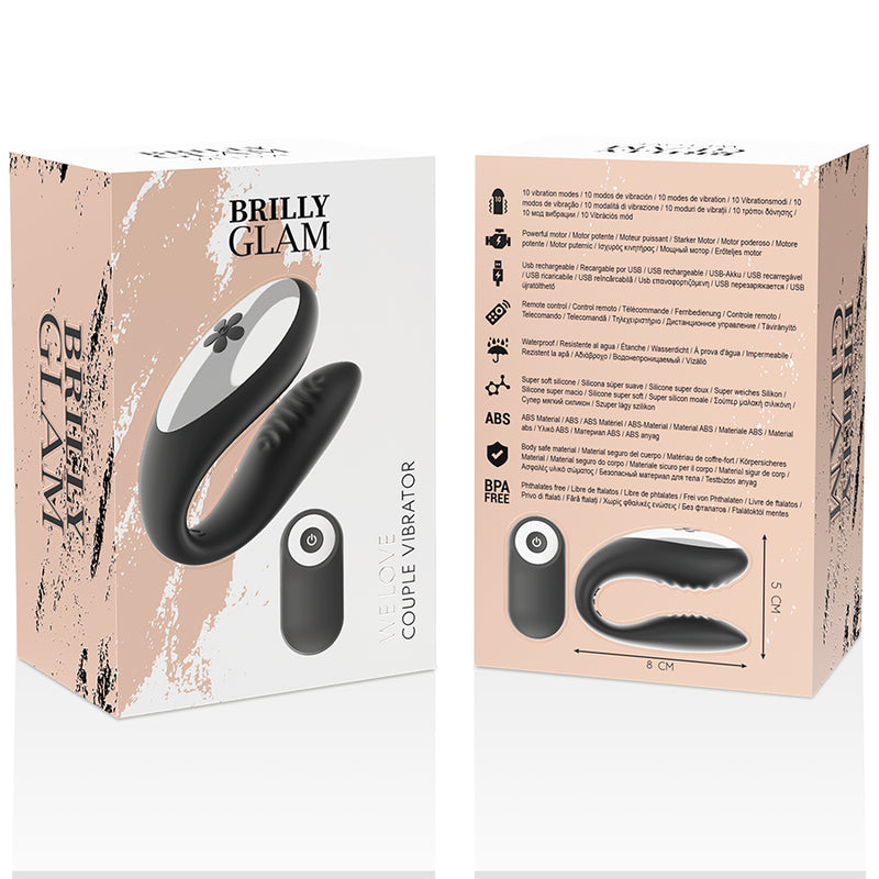 BRILLY GLAM WE LOVE VIBRADOR PARA CASAIS CONTROLE REMOTO PRETO