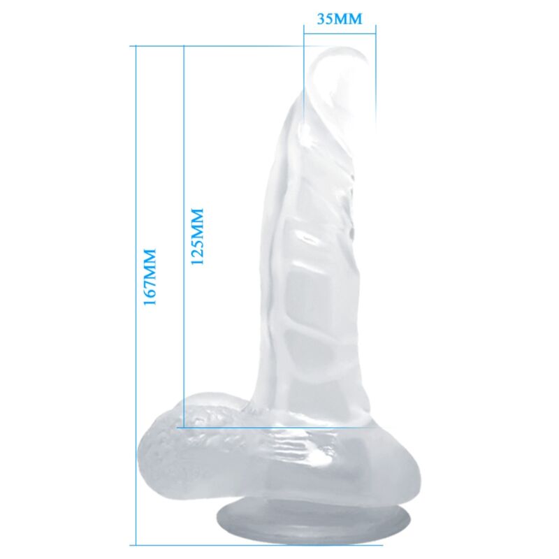 BAILE DILDO REALISTICO CON VENTOSA Y TESTICULOS 167 CM TRANSPARENTE