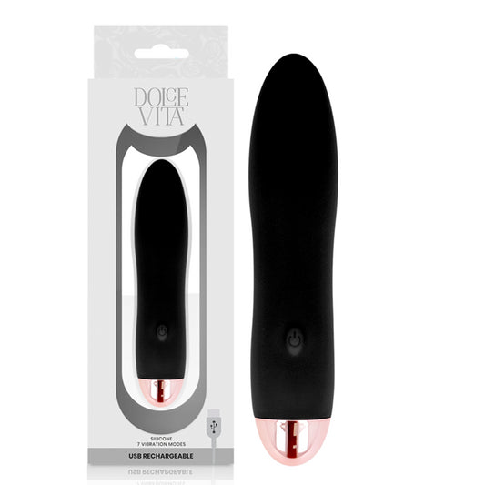 VIBRADOR RECARREGaVEL DOLCE VITA QUATRO PRETO 7 VELOCIDADES