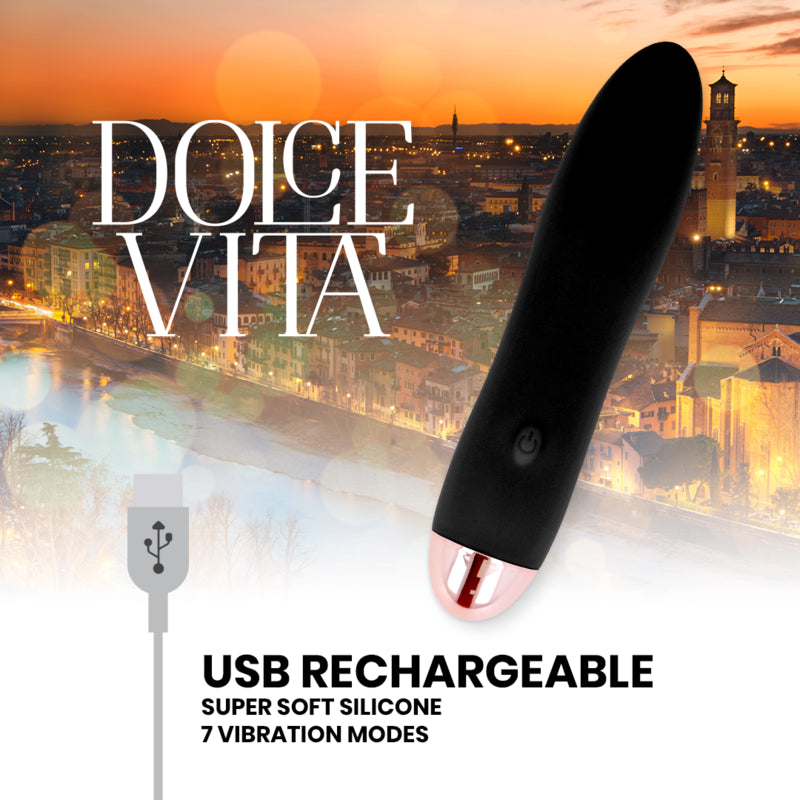 VIBRADOR RECARREGaVEL DOLCE VITA QUATRO PRETO 7 VELOCIDADES