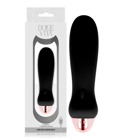 VIBRADOR RECARREGaVEL DOLCE VITA CINCO PRETO 7 VELOCIDADES