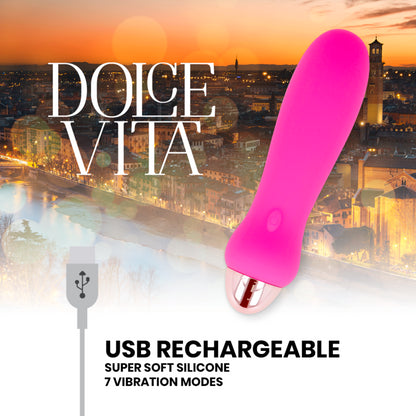 VIBRADOR RECARREGaVEL DOLCE VITA CINCO PINK 7 VELOCIDADES