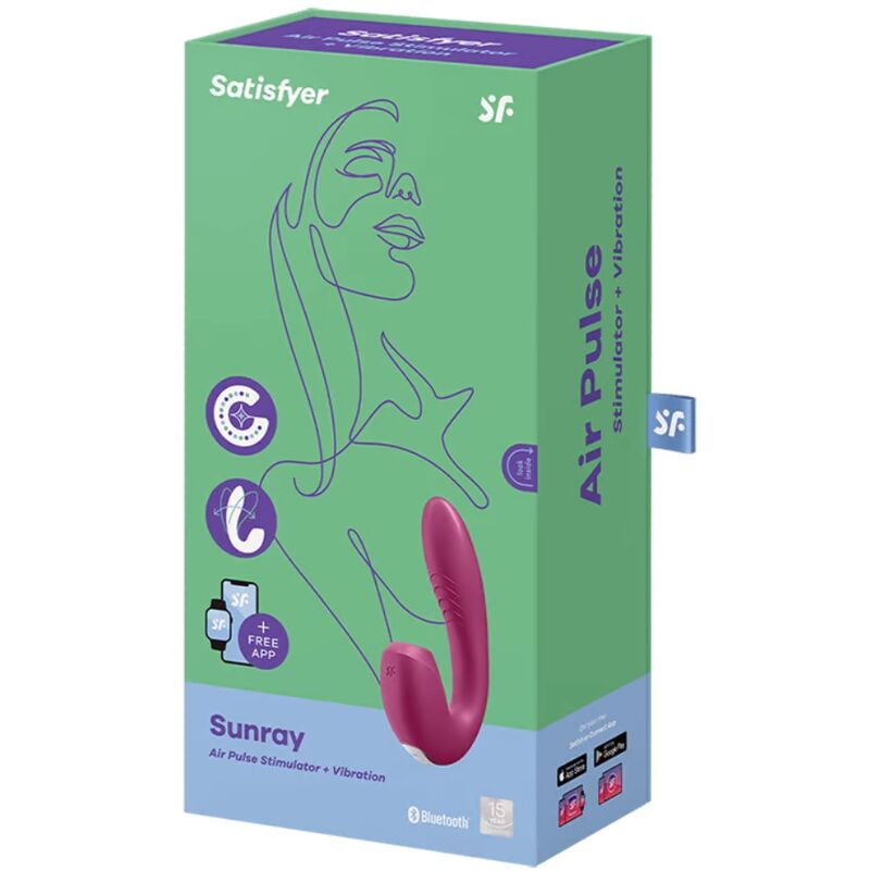 SATISFYER SUNRAY AIR PULSE STIMULATOR VIBRATION APP RED