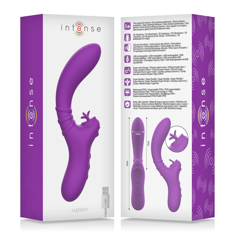 INTENSE HARRY VIBRATOR FLEXIBLE WITH PURPLE TONGUE