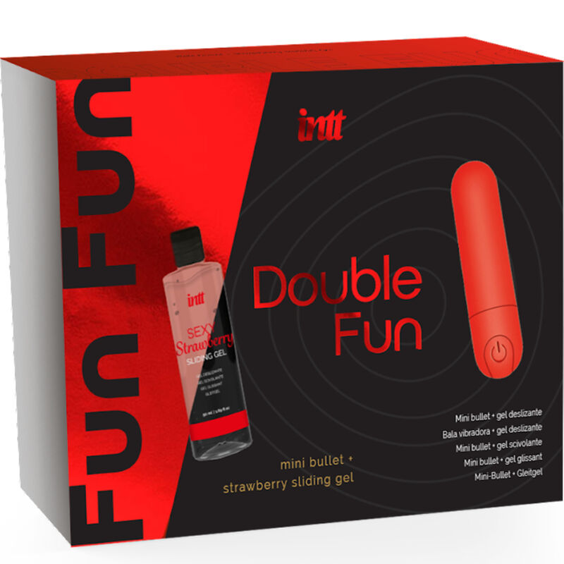 INTT DUPLO FUN KIT COM BALA VIBRANTE E GEL DE MASSAGEM DE MORANGO