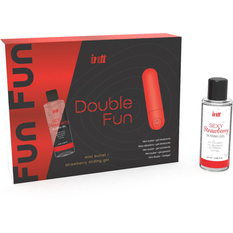 INTT DUPLO FUN KIT COM BALA VIBRANTE E GEL DE MASSAGEM DE MORANGO