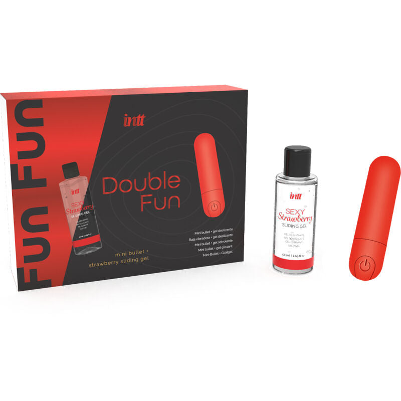 INTT DUPLO FUN KIT COM BALA VIBRANTE E GEL DE MASSAGEM DE MORANGO