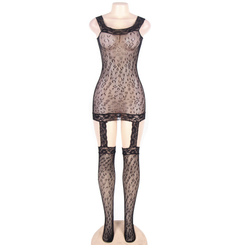 QUEEN LINGERIE LEOPARD PADRaO BODYSTOCKING SL